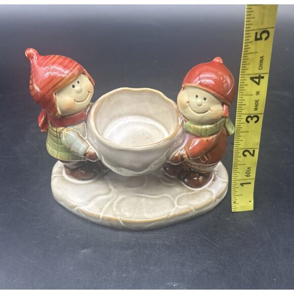 Yankee Candle KIDS w/ SNOWBALL Ceramic Votive Tea Light Candle Holder Christmas - Picture 8 of 9
